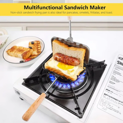 Sandwich Maker Pan: Non-Stick Double-Sided Toast Mold for Outdoor Gas Stove Breakfast Cooking