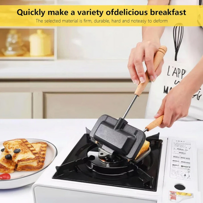 Sandwich Maker Pan: Non-Stick Double-Sided Toast Mold for Outdoor Gas Stove Breakfast Cooking