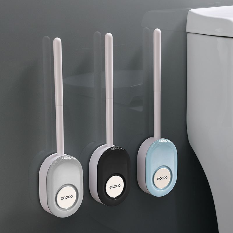 No-Drill Toilet Brush : Silicone Bristles, Magnetic Closure, Space-Efficient Design