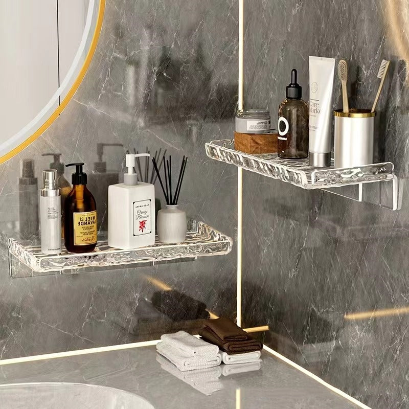 Luxury Acrylic Faucet and Shower Head Vanity Shelf : Sophisticated Bathroom Storage