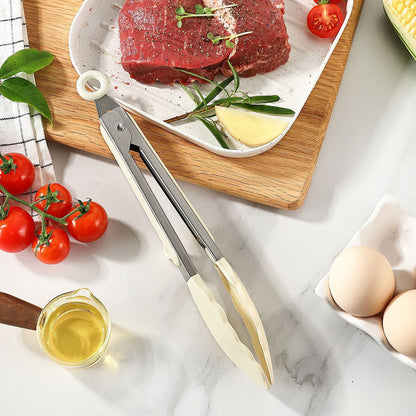 Heat-Resistant Stainless Steel Food Tongs with Silicone Grip: Ideal for Grilling and Cooking