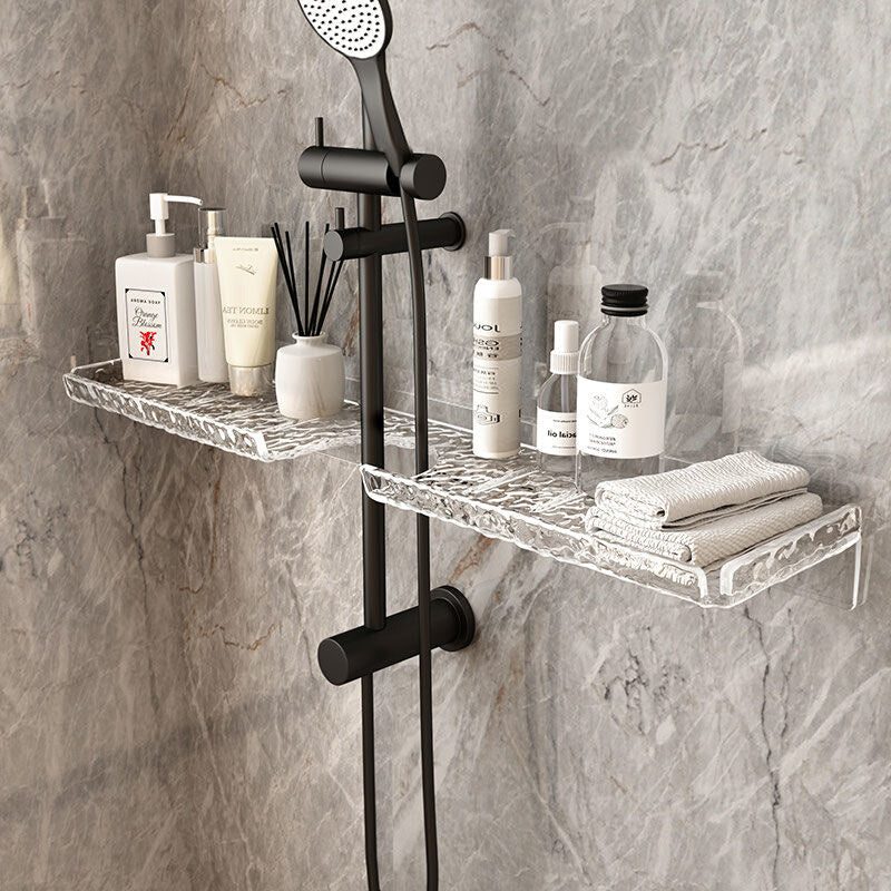 Luxury Acrylic Faucet and Shower Head Vanity Shelf : Sophisticated Bathroom Storage