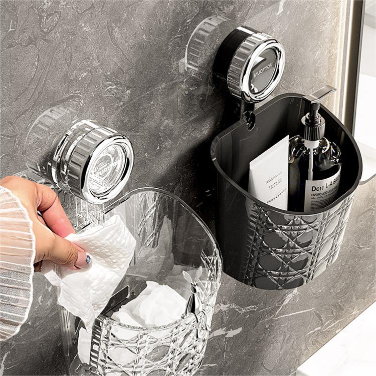 Multi-functional, Space-saving Wicker Pattern Hanging Suction Cup Storage Basket