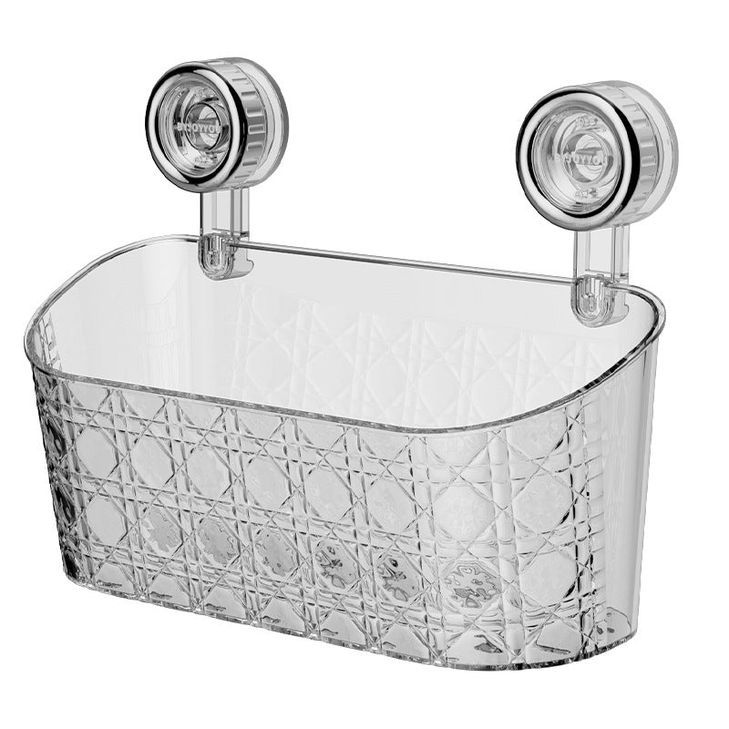 Multi-functional, Space-saving Wicker Pattern Hanging Suction Cup Storage Basket