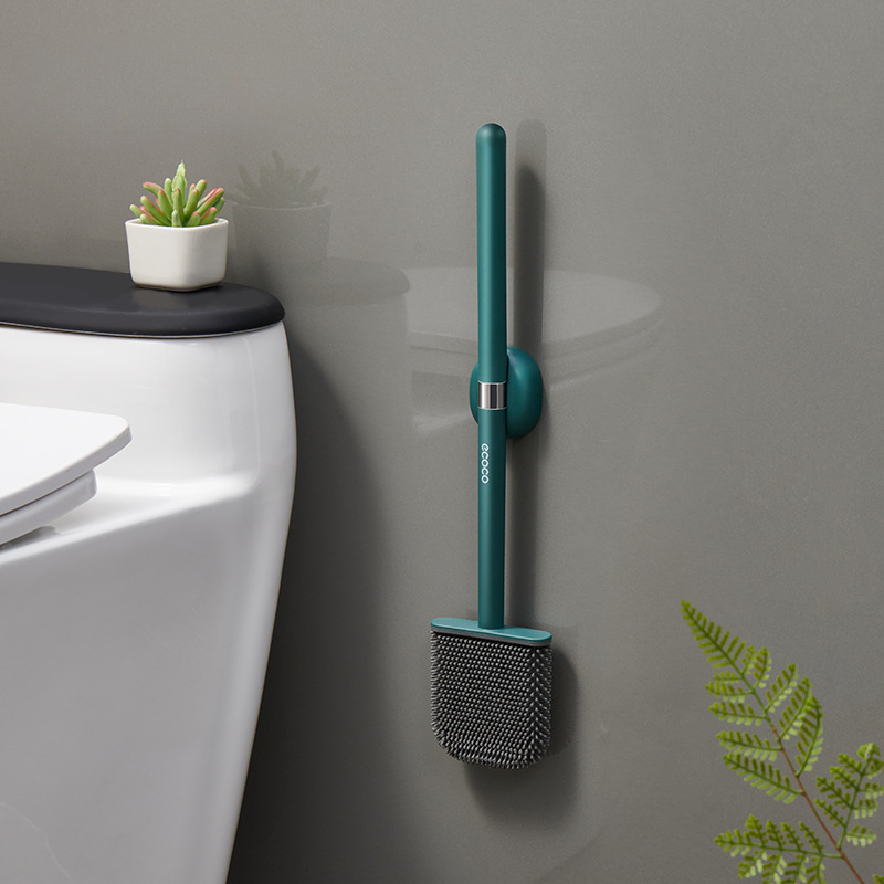 No-Drill Toilet Brush : Silicone Bristles, Magnetic Closure, Space-Efficient Design