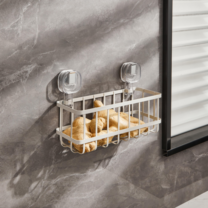 Suction Cup Iron Storage Rack: Ideal for Kitchen and Bathroom Use