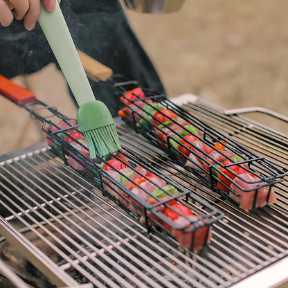 Wooden Handle Outdoor BBQ Basket: Skewer-Free Grilling