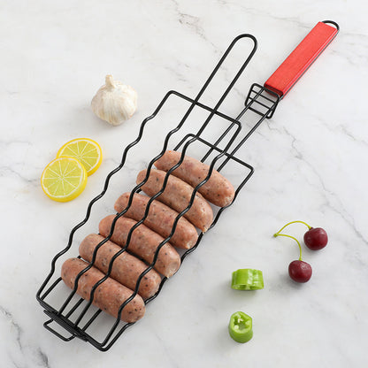 Wooden Handle Outdoor BBQ Basket: Skewer-Free Grilling