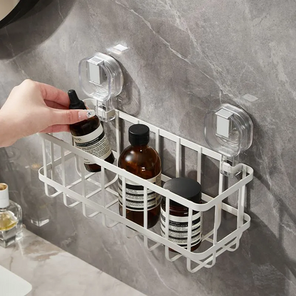 Suction Cup Iron Storage Rack: Ideal for Kitchen and Bathroom Use