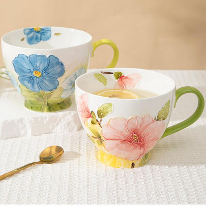 Elegant Floral Hand-Painted Ceramic Mug