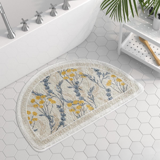 Anti-Slip, Water-Absorbing Faux Wool Vintage Floral Floor Mat