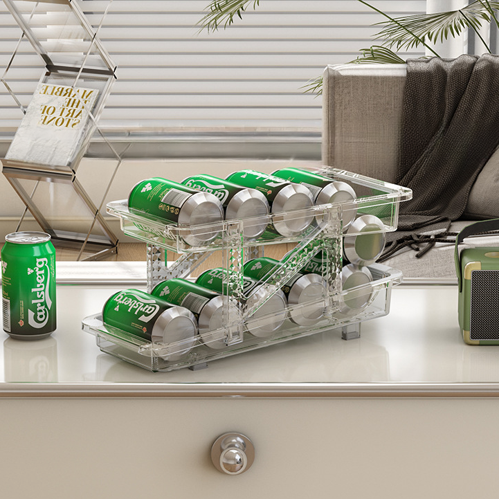 Auto-Slide Sloped Beverage Rack: Stretchable, Space-Saving Design