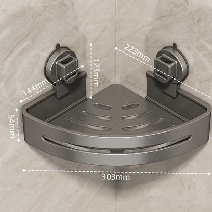 Suction Cup Space Aluminum Wall-Mounted Corner Storage Rack: No-Drill Installation