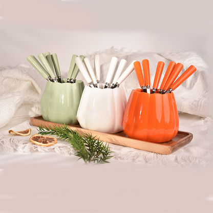 Fruit Fork Set - High-Temperature Fired Ceramic, Elegant Design