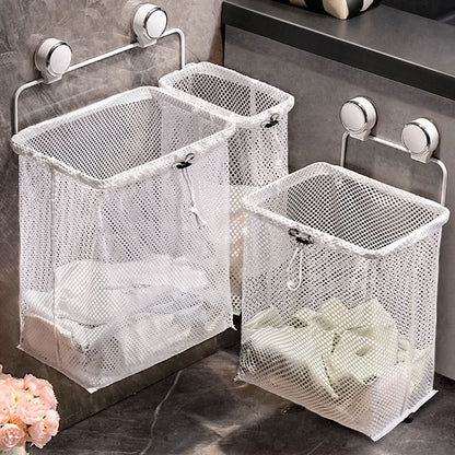 No-Drill Foldable Mesh Laundry Basket – Large Capacity & Drawstring Closure Design