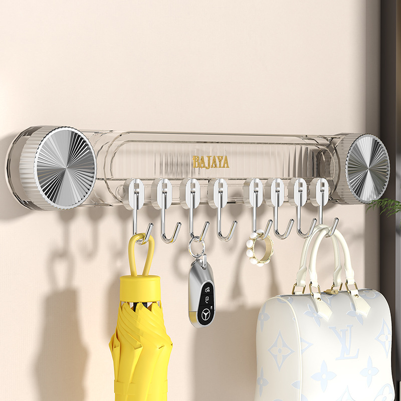 Drill-Free Suction Hook Rack - 8 Adjustable Sliding Hooks