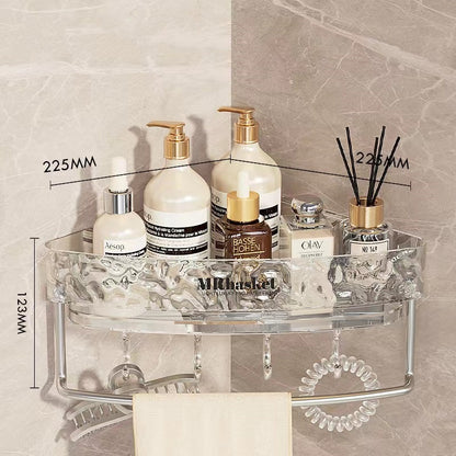 Transparent Acrylic Bathroom Shelf: Wall-Mounted, Drill-Free Shower Caddy for Toilet and Washbasin Storage