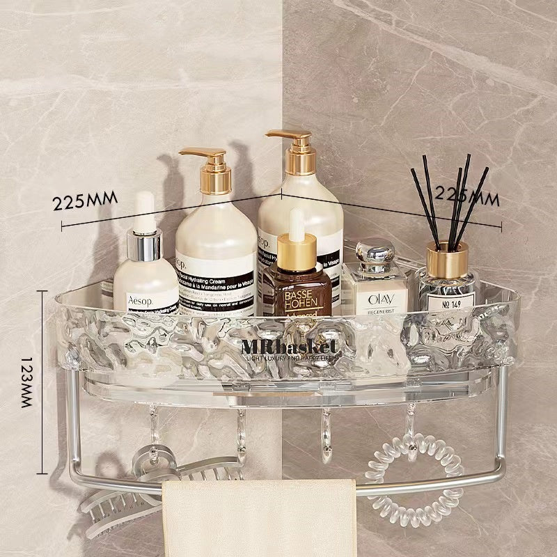 Transparent Acrylic Bathroom Shelf: Wall-Mounted, Drill-Free Shower Caddy for Toilet and Washbasin Storage