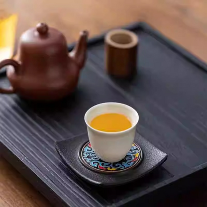 Enamel Colorful Tea Coaster – Electric Wood Material, Heat-Resistant