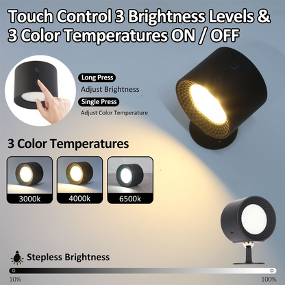 MagniGlow Remote Wall Lamp – 360° Rotation, Tri-Color Lighting