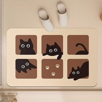 Cartoon Cat Bath Mat: Quick Absorption & Anti-Slip