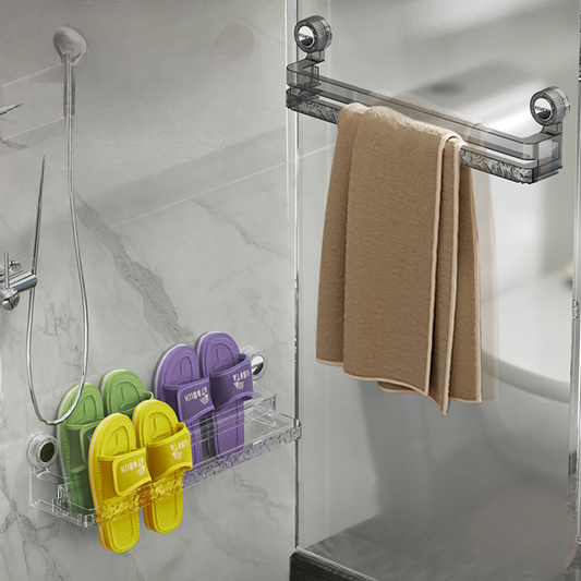 No-Drill Dual-Suction Bathroom Rack: Easy Installation and Cleaning