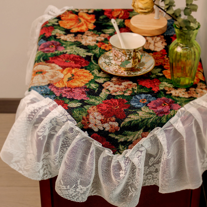 Imanqi Yun Jacquard Tablecloth - Thick Lace Hem, Multi-Use Cover