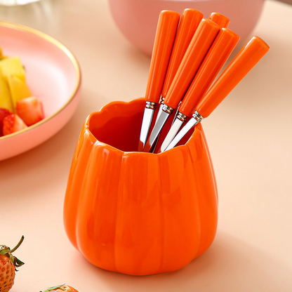 Fruit Fork Set - High-Temperature Fired Ceramic, Elegant Design