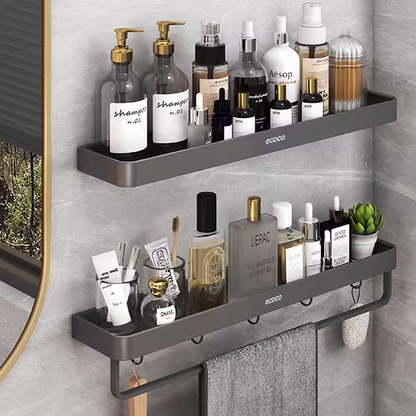 Space Aluminum No-Drill Bathroom Shelf – Strong Load-Bearing