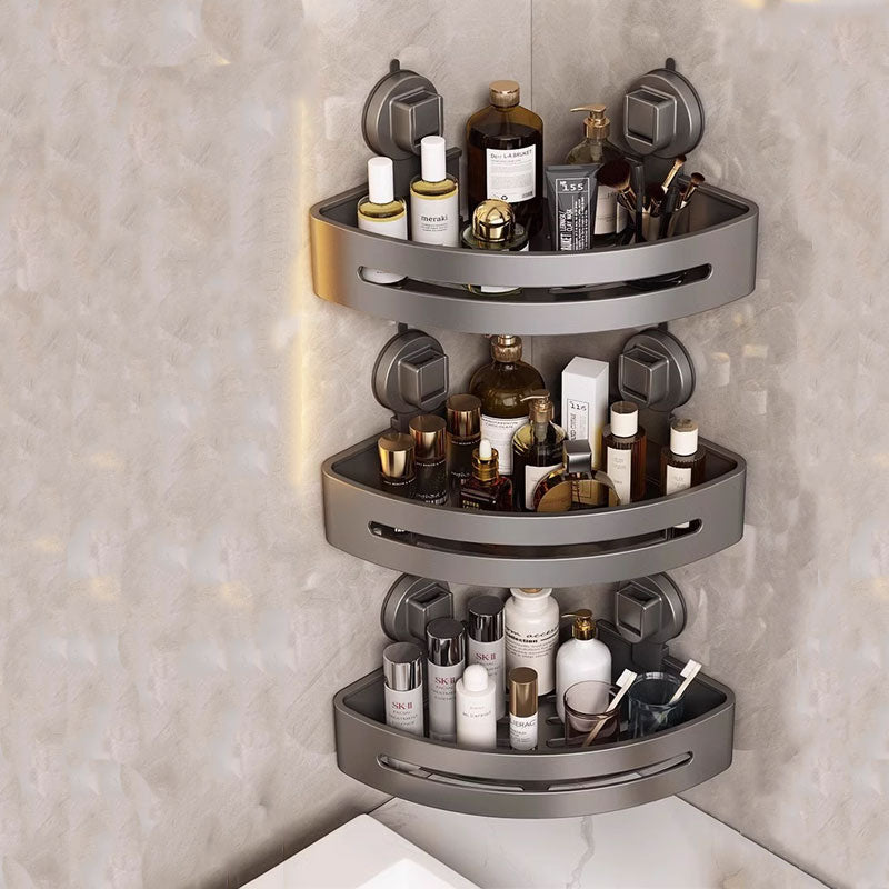 Suction Cup Space Aluminum Wall-Mounted Corner Storage Rack: No-Drill Installation