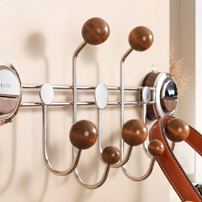 No-Drill Walnut Wood Door Hook – Strong Load-Bearing