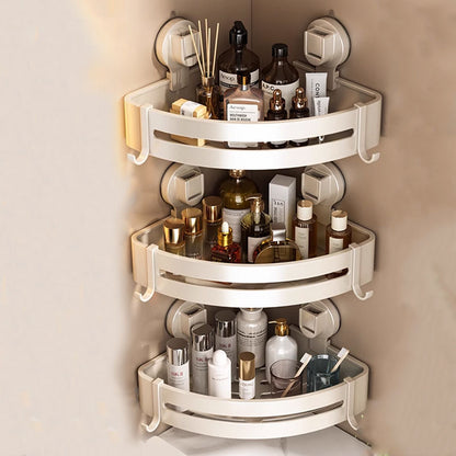 Suction Cup Space Aluminum Wall-Mounted Corner Storage Rack: No-Drill Installation