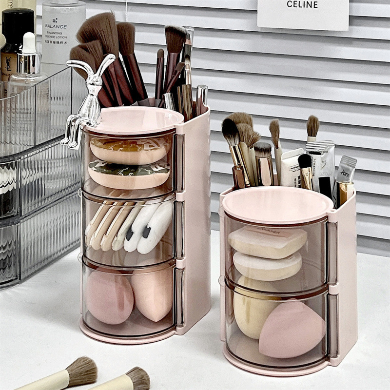 BeautySpin 2-in-1 Makeup Organizer – Large Capacity,Rotating,Convenient Storage