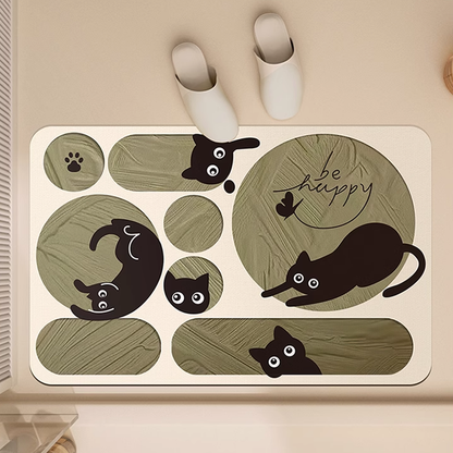 Cartoon Cat Bath Mat: Quick Absorption & Anti-Slip