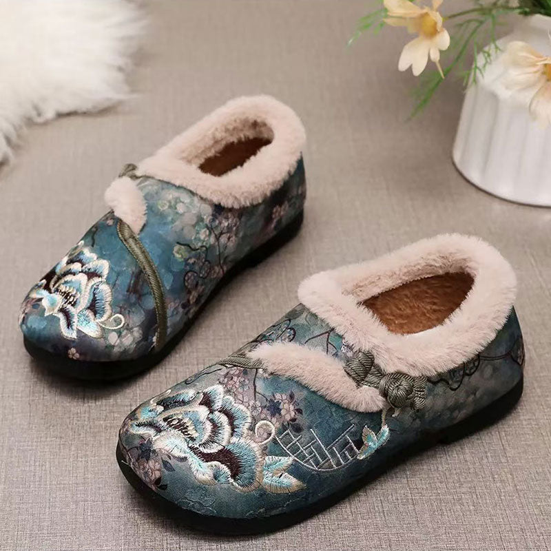 EmbroHome-Vintage Embroidered Cotton Slippers: Non-Slip Design