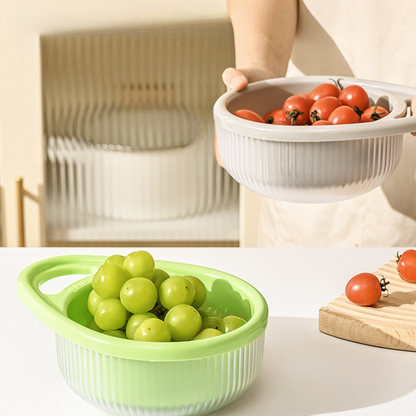 Multifunctional Dual-Layer Colander: Large Capacity & Strong Load-Bearing