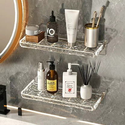 Luxury Acrylic Faucet and Shower Head Vanity Shelf : Sophisticated Bathroom Storage