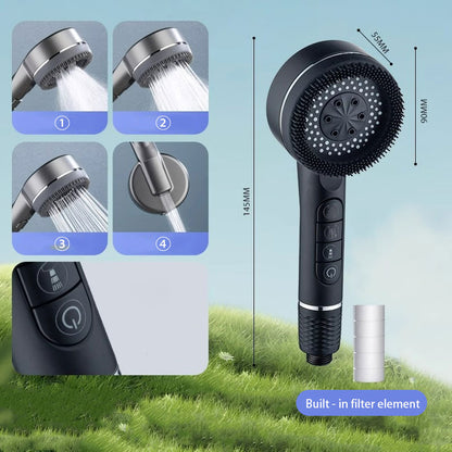 Multi-Functional Massage Boost Shower Head: Built-In Filter