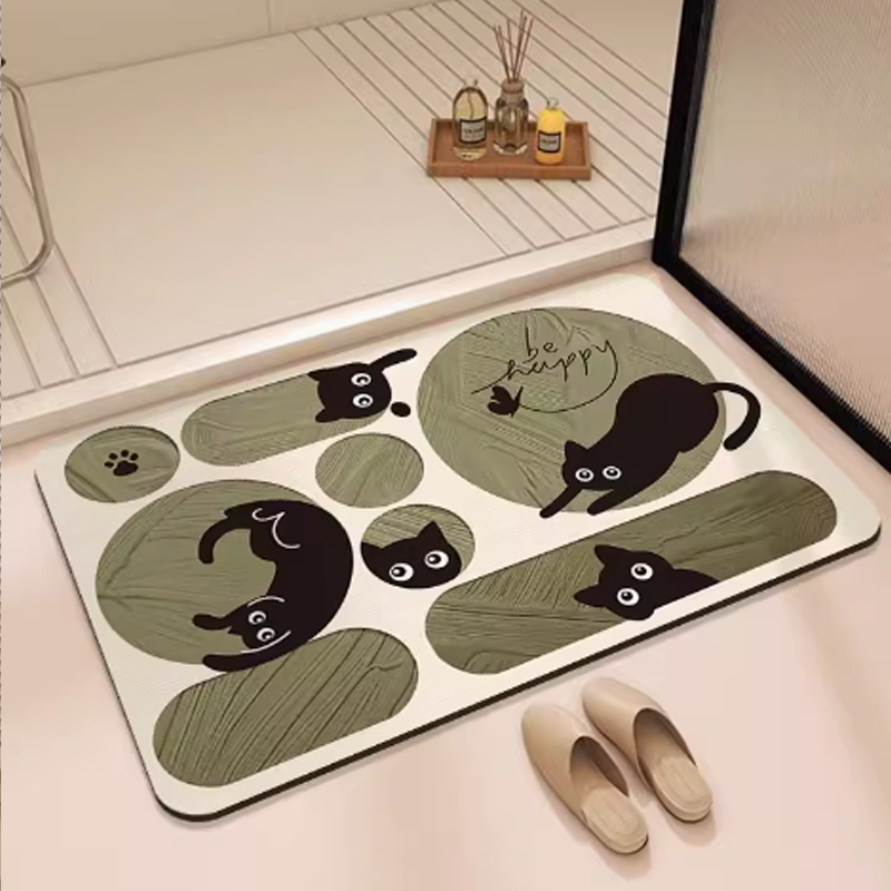 Cartoon Cat Bath Mat: Quick Absorption & Anti-Slip