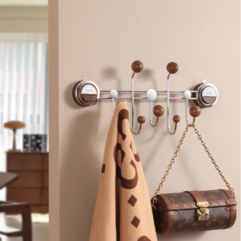 No-Drill Walnut Wood Door Hook – Strong Load-Bearing