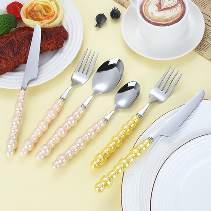 PearlGrace Pearl Handle Cutlery – 304 Stainless Steel Fork,Durable and Stylish