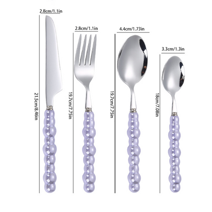 PearlGrace Pearl Handle Cutlery – 304 Stainless Steel Fork,Durable and Stylish