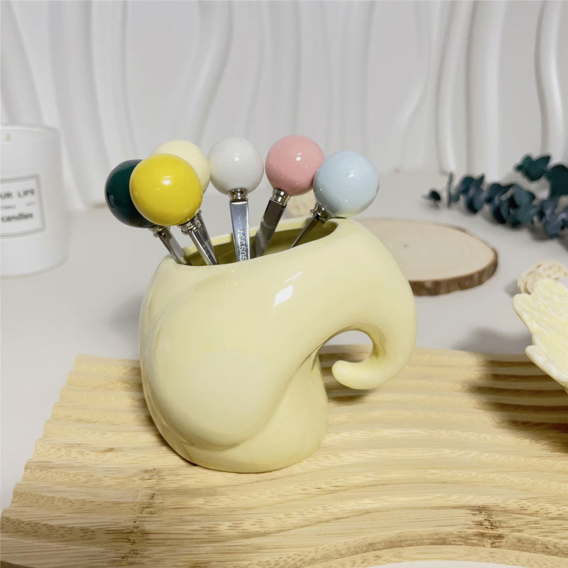 Ceramic Elephant Fruit Fork – Food-Grade Material