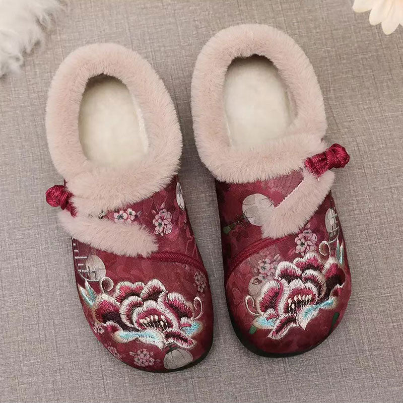 EmbroHome-Vintage Embroidered Cotton Slippers: Non-Slip Design