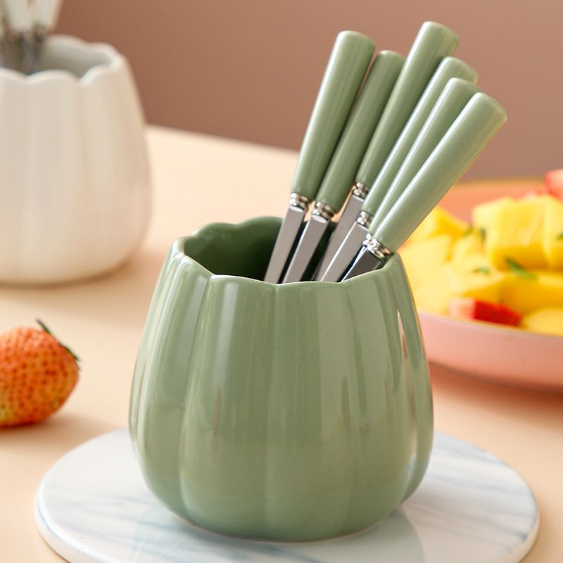 Fruit Fork Set - High-Temperature Fired Ceramic, Elegant Design