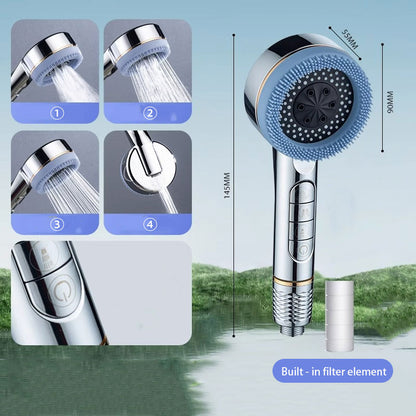 Multi-Functional Massage Boost Shower Head: Built-In Filter