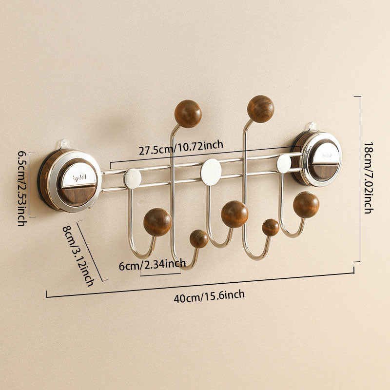 No-Drill Walnut Wood Door Hook – Strong Load-Bearing