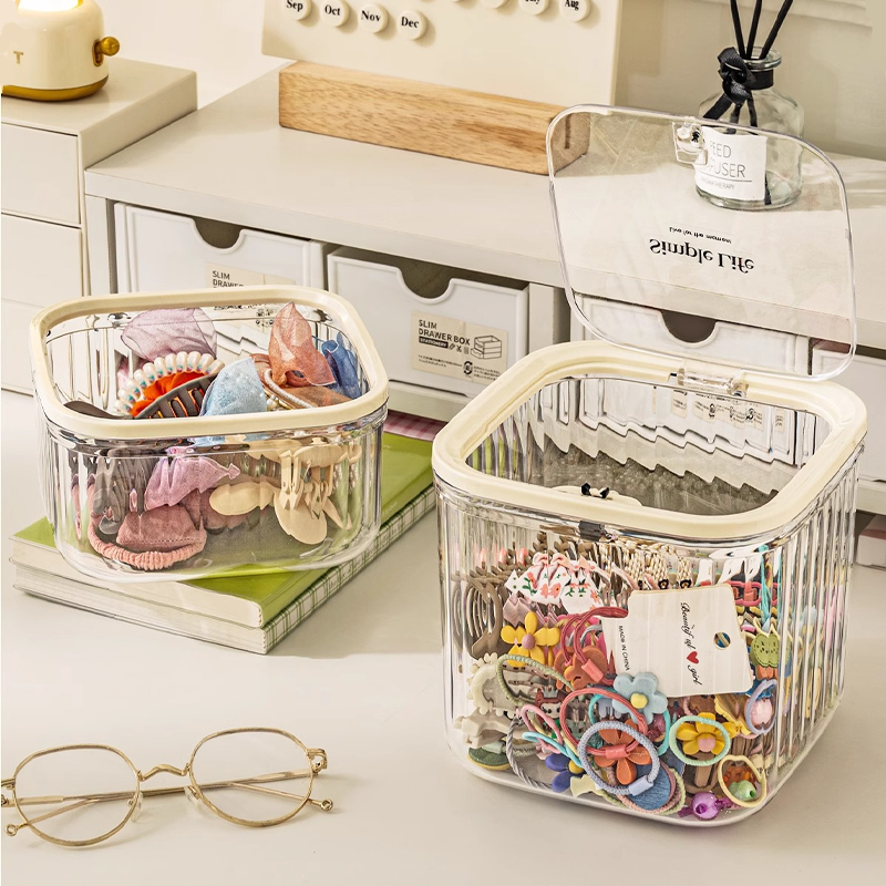 Hair Accessory Organizer Box - Large Capacity with Clear Dustproof Cover