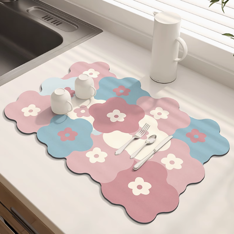 Colorful Floral Water-Absorbent Mat – Fast Drying, Non-Slip