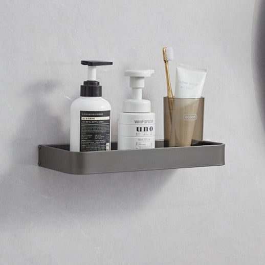 Luxury Space Aluminum Bathroom Shelf, Drill-Free Installation